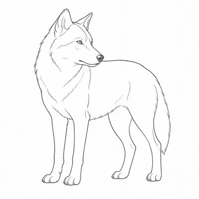 animal standing in natural pose — Contour Line Drawing Style