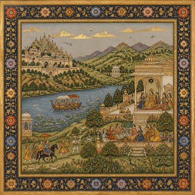 wide landscape with natural scenery — Miniature Painting Style