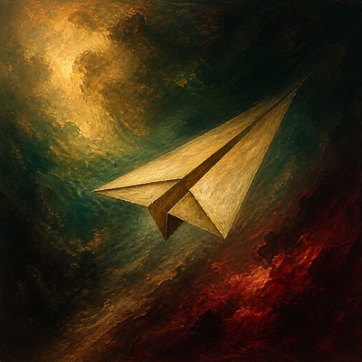 a paper plane, clean minimal composition on a plain background, no text