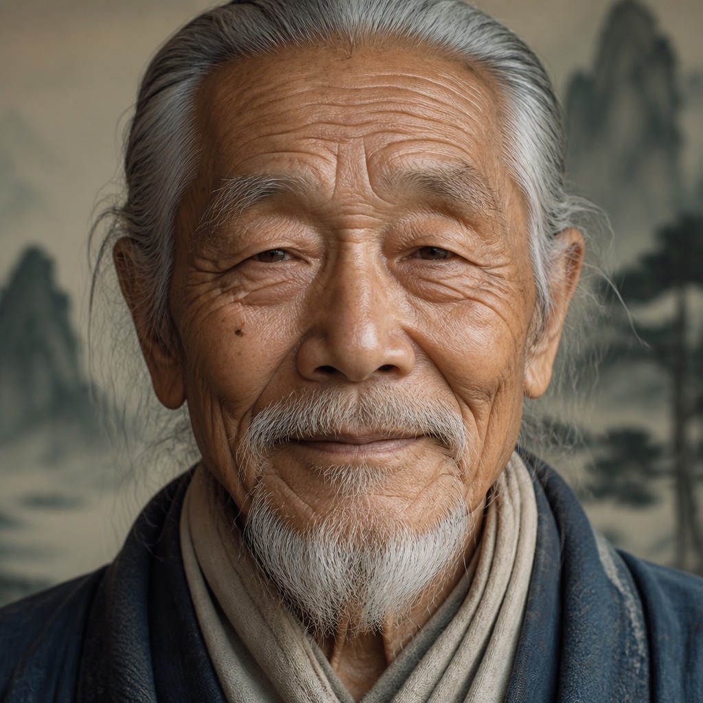close-up portrait of an elderly person with expressive weathered features — Perfect Balance Art Style
