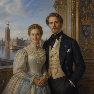 portrait of two people together — Stockholm Art Style