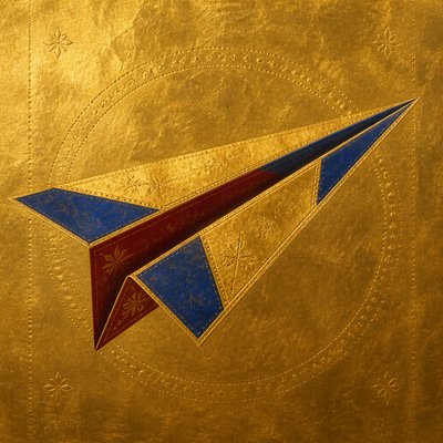 a paper plane, clean minimal composition on a plain background, no text