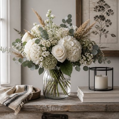 bouquet of flowers in a glass vase