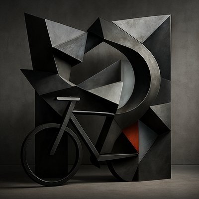 bicyle resting against a wall