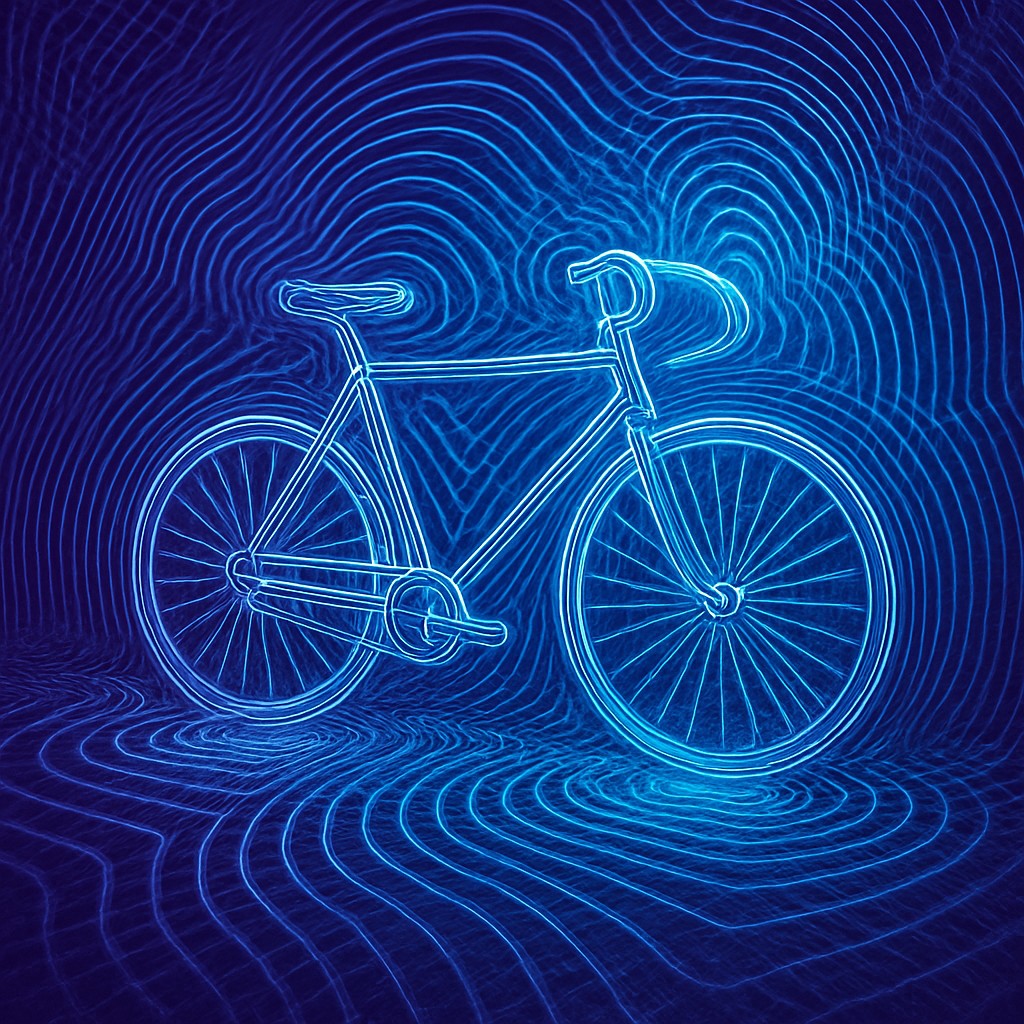 bicyle resting against a wall
