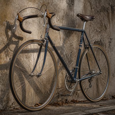 bicyle resting against a wall — Hyperrealistic Portrait Art Style