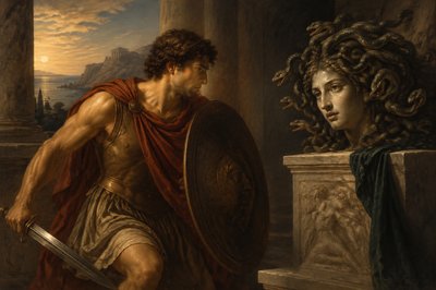 ancient greek Jason meets Medusa