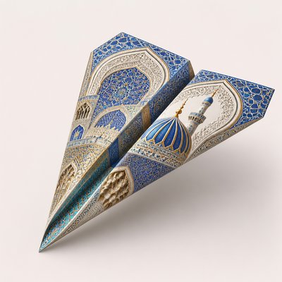a paper plane, clean minimal composition on a plain background, no text