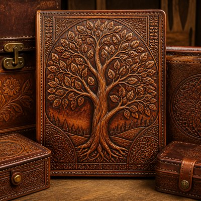 a tree in nature — Leather Art Style