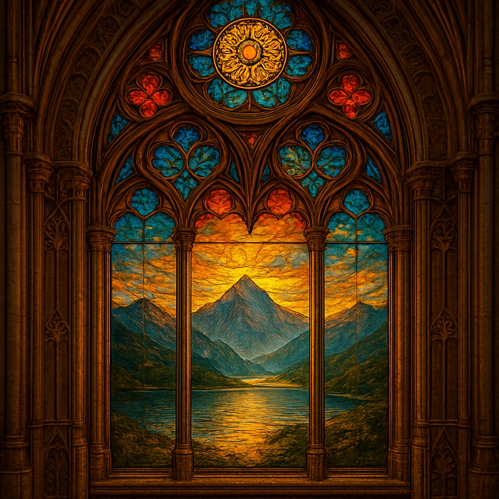 serene landscape with mountains and water