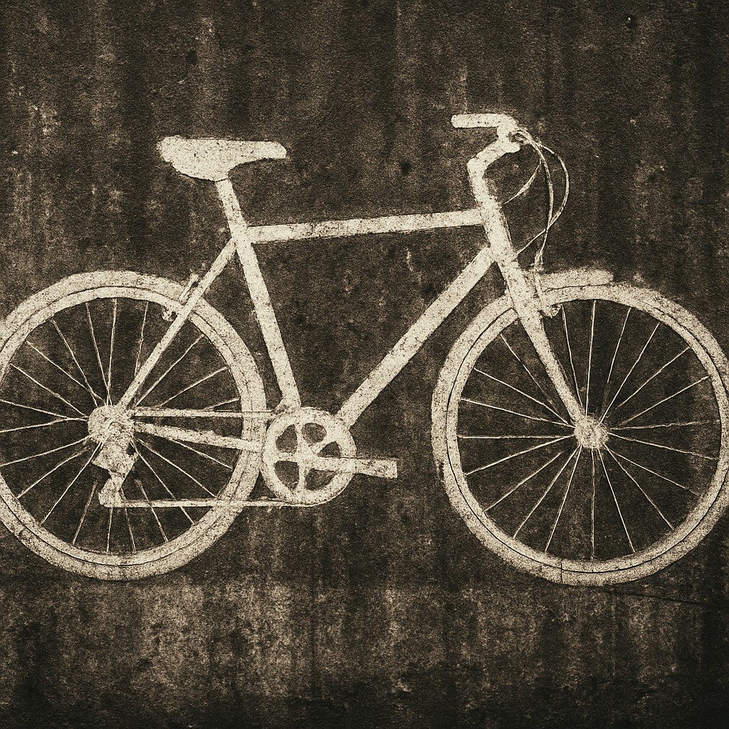 bicyle resting against a wall