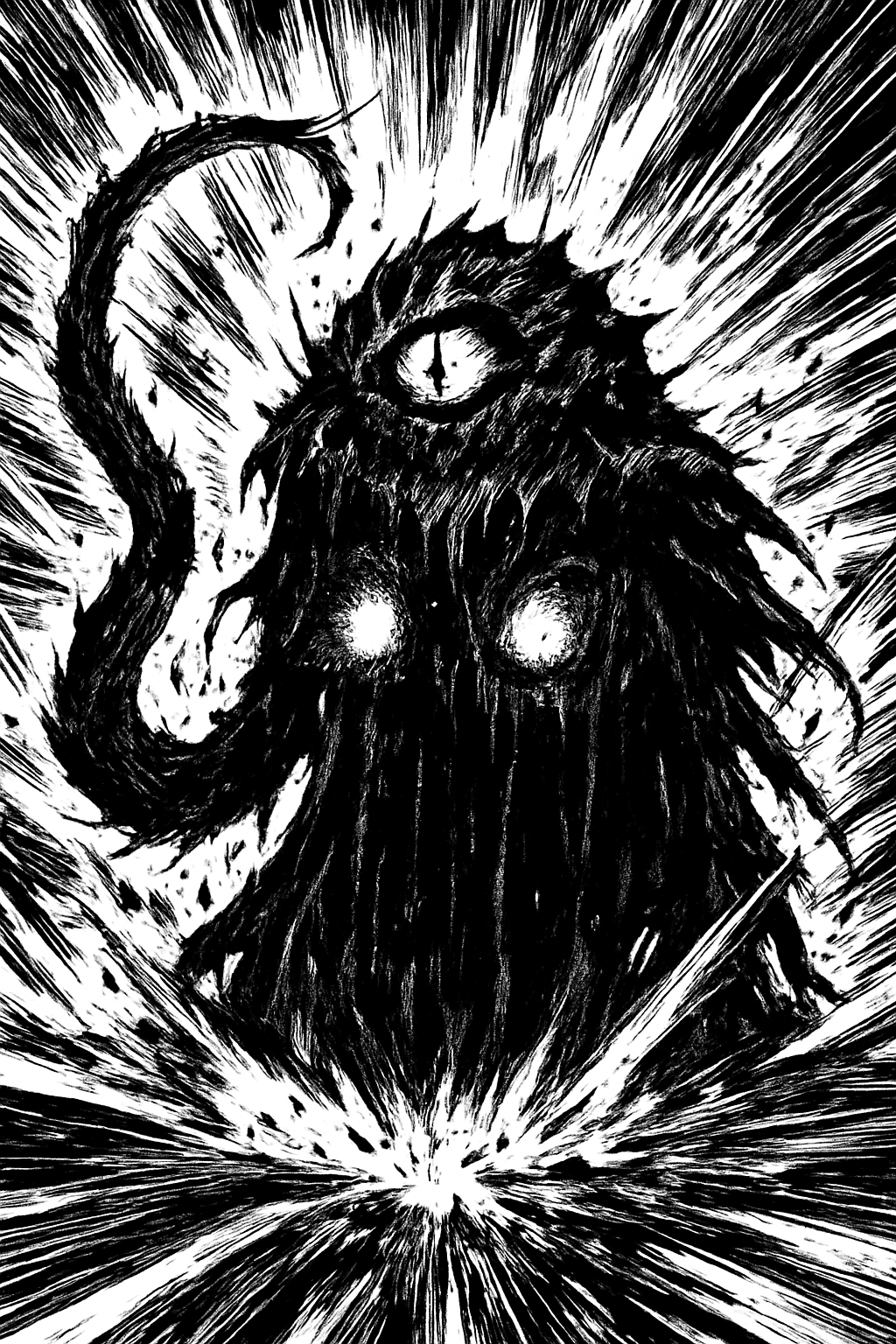 a black and white drawing of an octopus