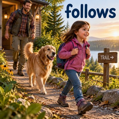 Create an image for the spelling word "follows". please include the word.