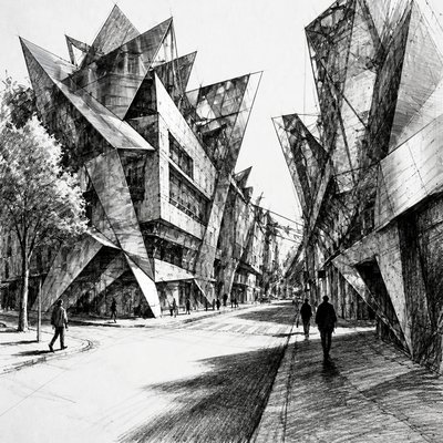 Deconstructivist Architecture Style Transfer Example