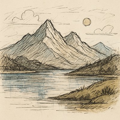 serene landscape with mountains and water