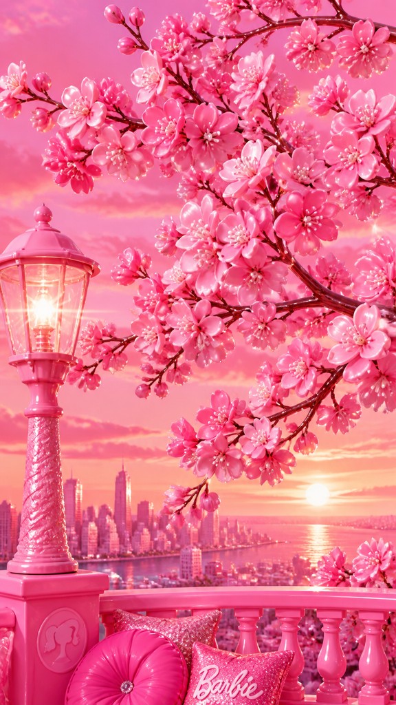 cherry blossom branches against a soft dawn sky, no people