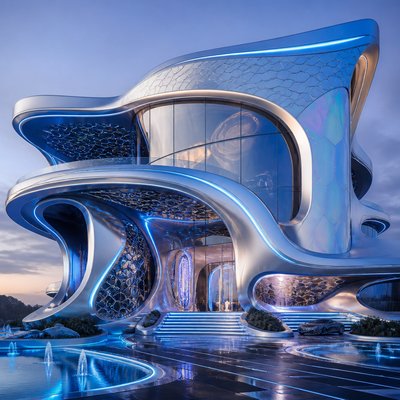 house with front view — Futuristic Architecture Art