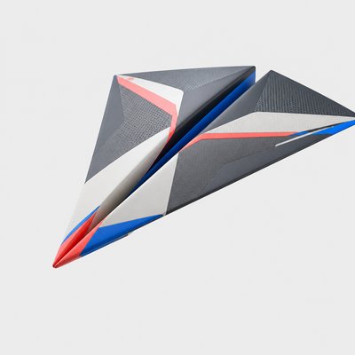 a paper plane, clean minimal composition on a plain background, no text