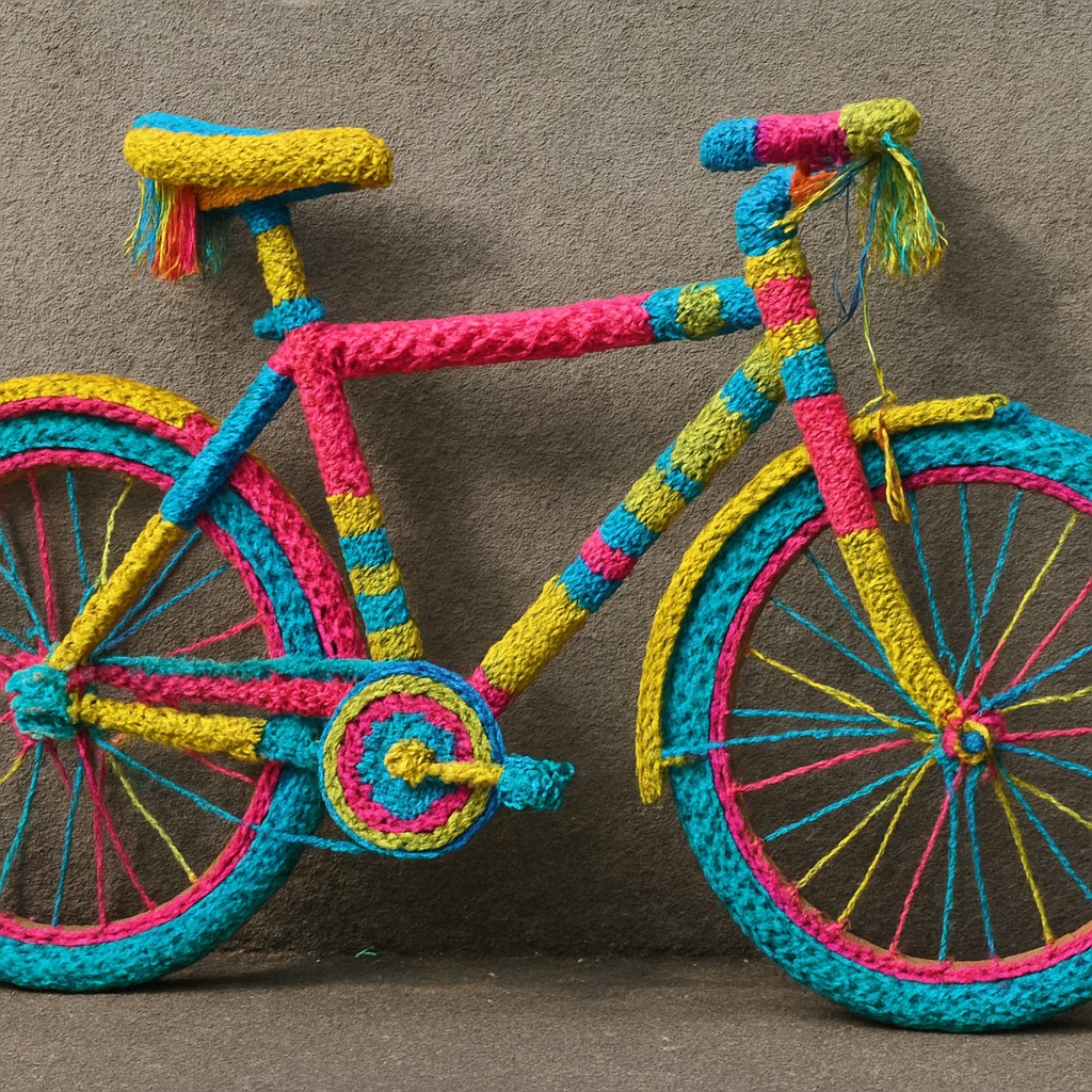 bicyle resting against a wall