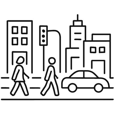 urban street with city activity