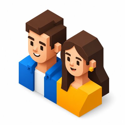 portrait of two people together — Isometric Icon Design