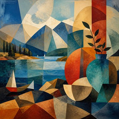 serene landscape with mountains and water