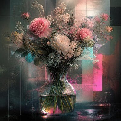 bouquet of flowers in a glass vase