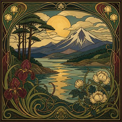serene landscape with mountains and water