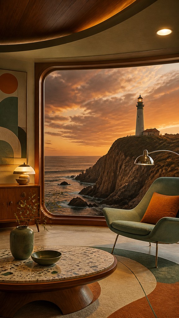 a lone lighthouse on a cliff at dusk under a dramatic sky, no text or lettering