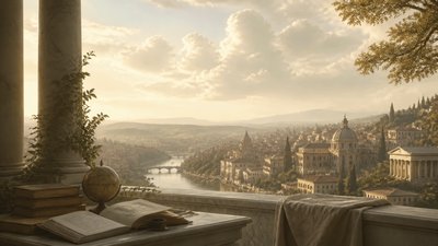 sweeping panoramic landscape with a dramatic sky