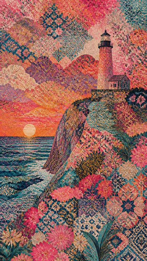 a lone lighthouse on a cliff at dusk under a dramatic sky, no text or lettering