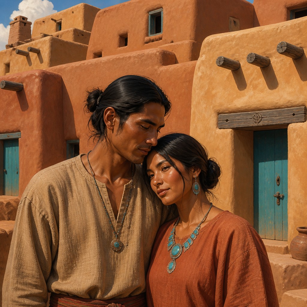 portrait of two people together — Adobe Pueblo Architecture