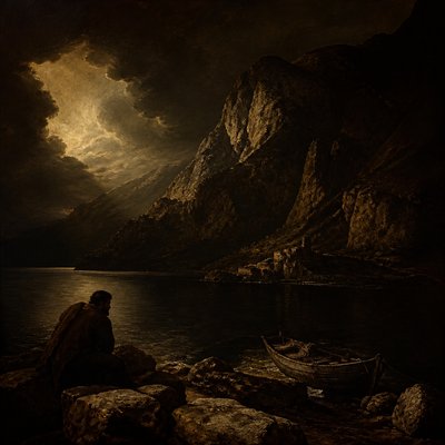 serene landscape with mountains and water