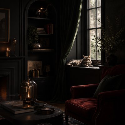 a cat lounging in a sunlit window