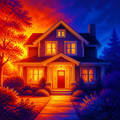 house with front view — Color Temperature Art Style