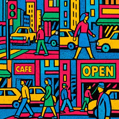 urban street with city activity