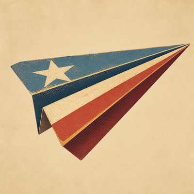 a paper plane, clean minimal composition on a plain background, no text