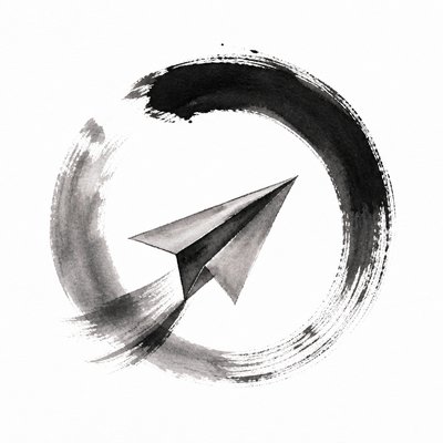 a paper plane, clean minimal composition on a plain background, no text