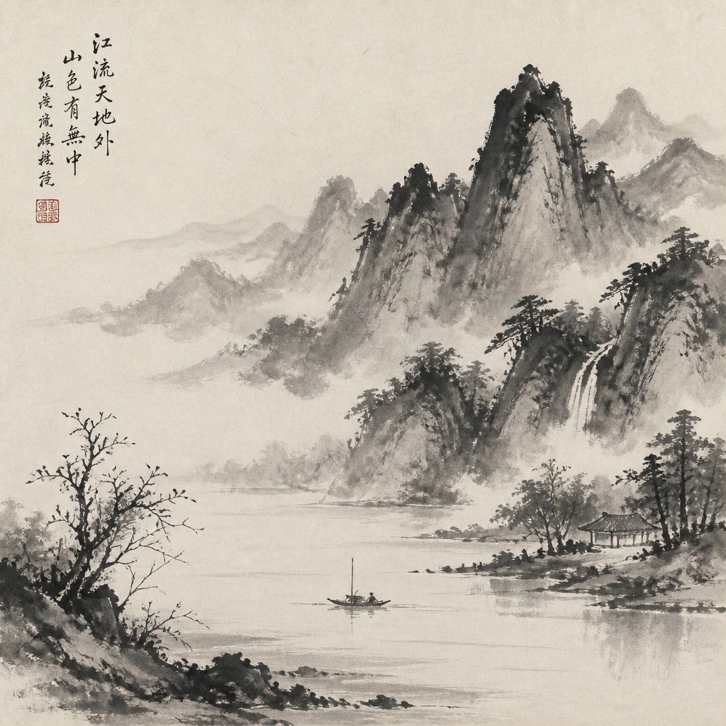 serene landscape with mountains and water