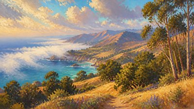 sweeping panoramic landscape with a dramatic sky
