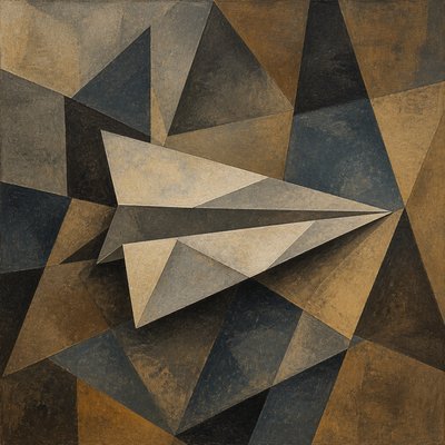 a paper plane, clean minimal composition on a plain background, no text