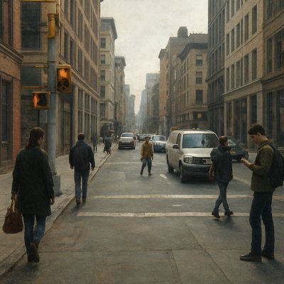 urban street with city activity