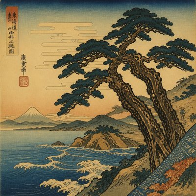a tree in nature — Ukiyo-e Art Style