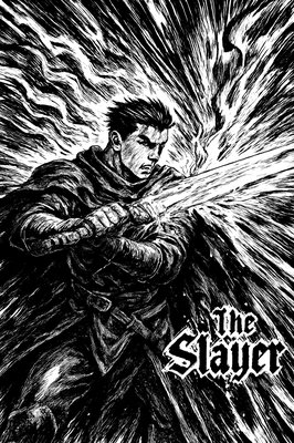 a black and white drawing of a man holding a gun