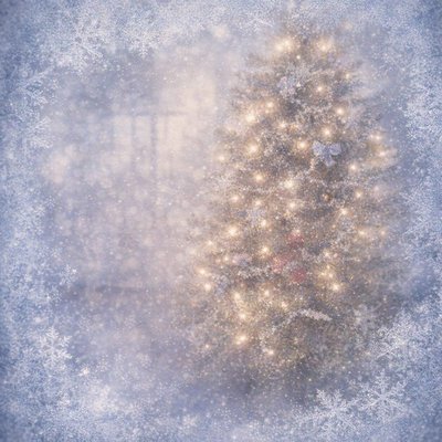 a christmas tree is lit up in the snow