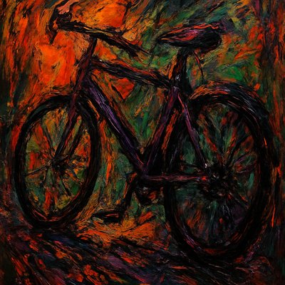 bicyle resting against a wall