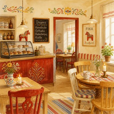 cozy cafe interior with warm lighting