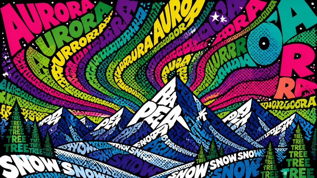 a flowing aurora over snowy peaks, wide sweeping composition, no people, no text