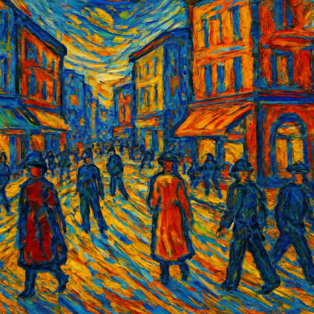 urban street with city activity