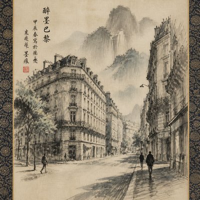 Scroll Painting Style Style Transfer Example
